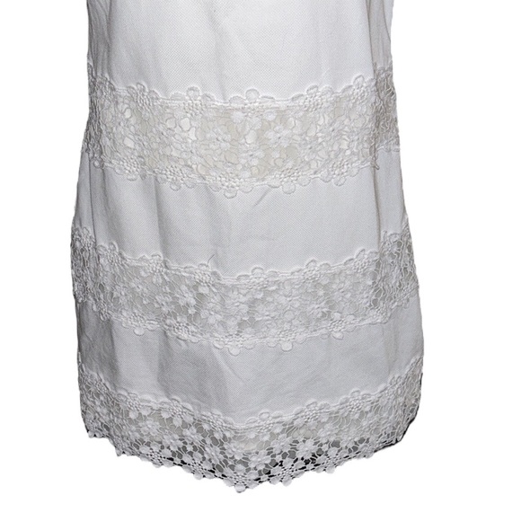J. Crew White Crochet Floral Lace Stripe Shift Mini Dress - 2 - Picture 8 of 15